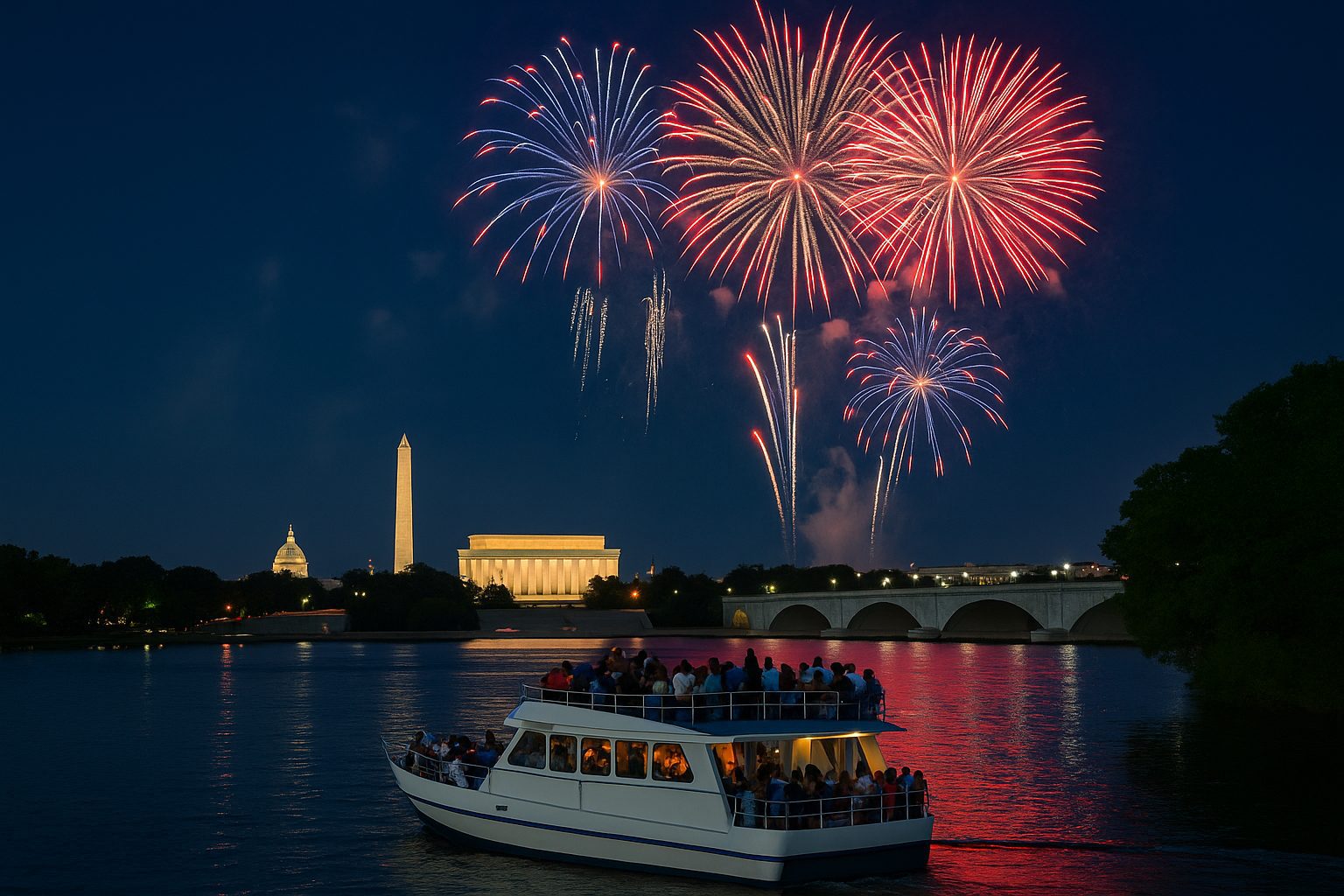 America250 celebration fireworks over the National Mall in Washington DC
