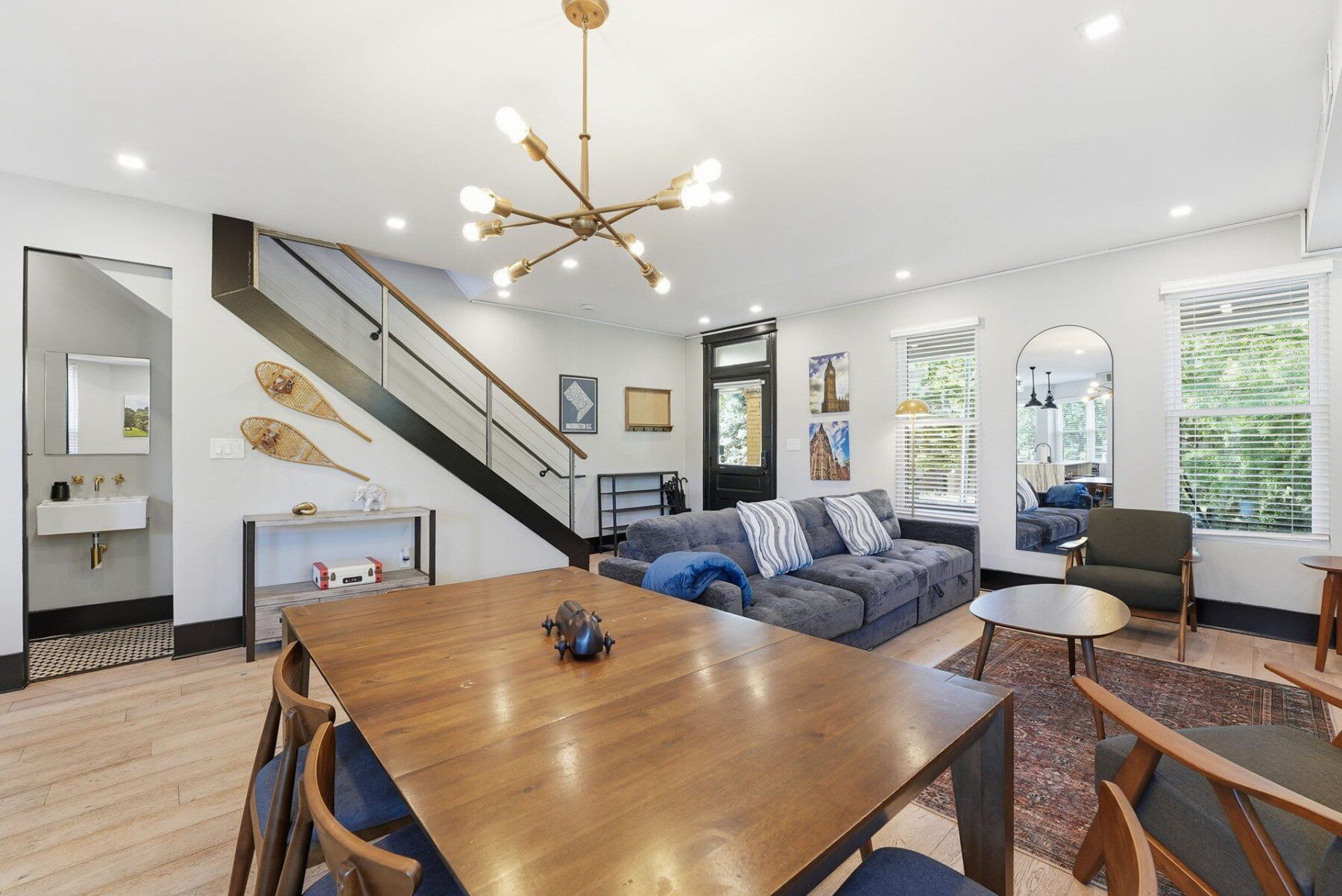 Living and dining space at a Luxury Furnished Living whole-home rental in Washington DC