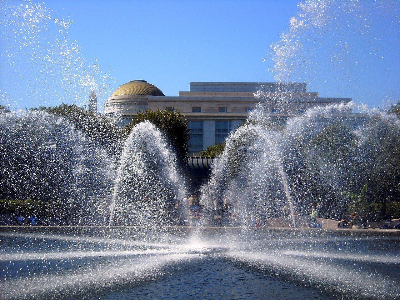 Fountain at the National Gallery of Art Sculpture Garden, home to Jazz in the Garden