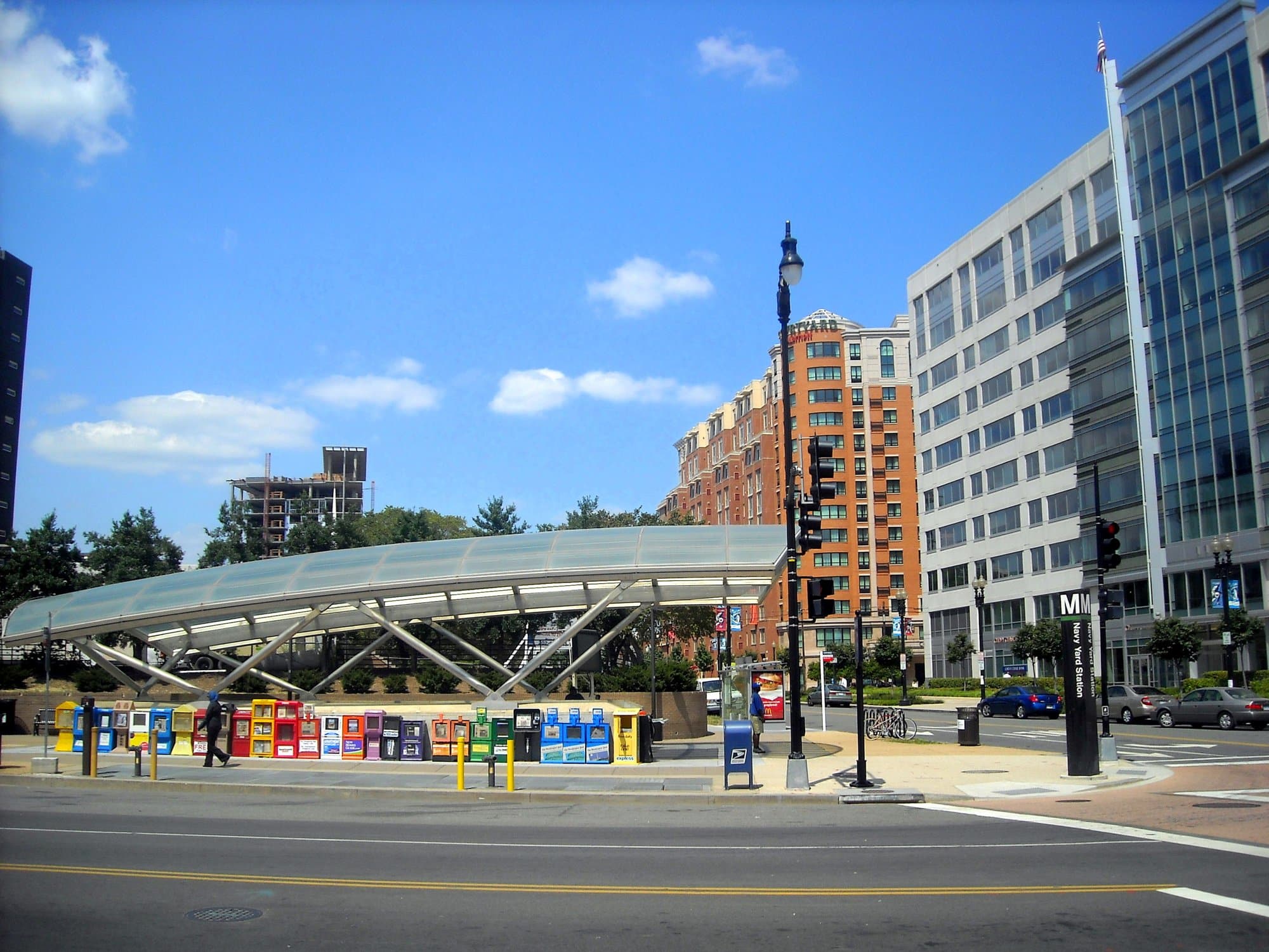 Navy Yard-Ballpark Metro station entrance near Nationals Park in Washington DC