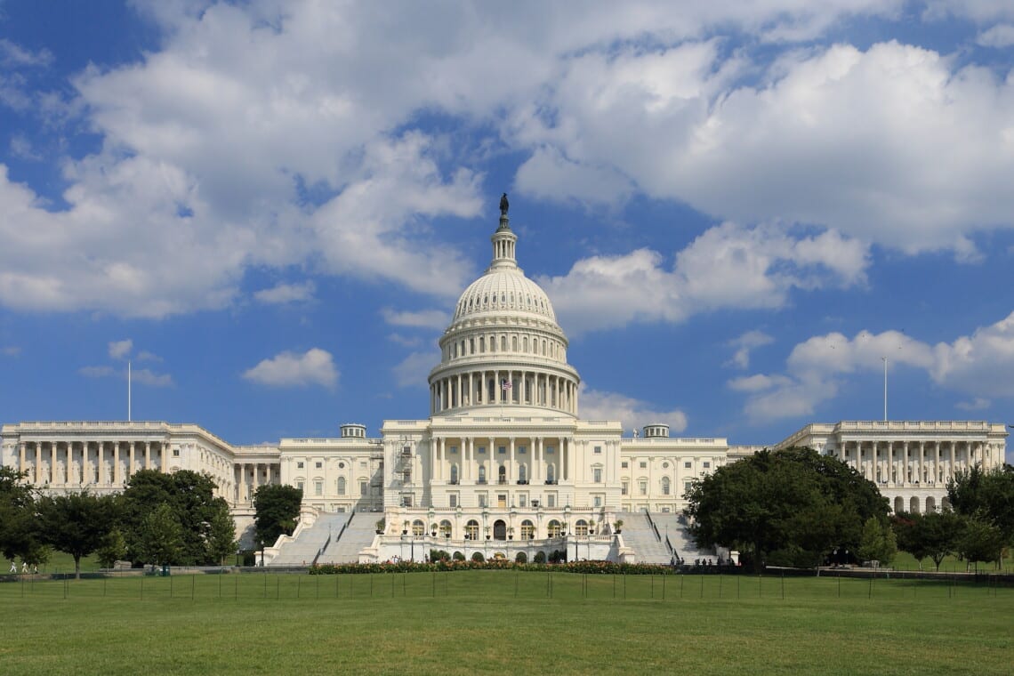 The United States Capitol building west side in Washington, DC