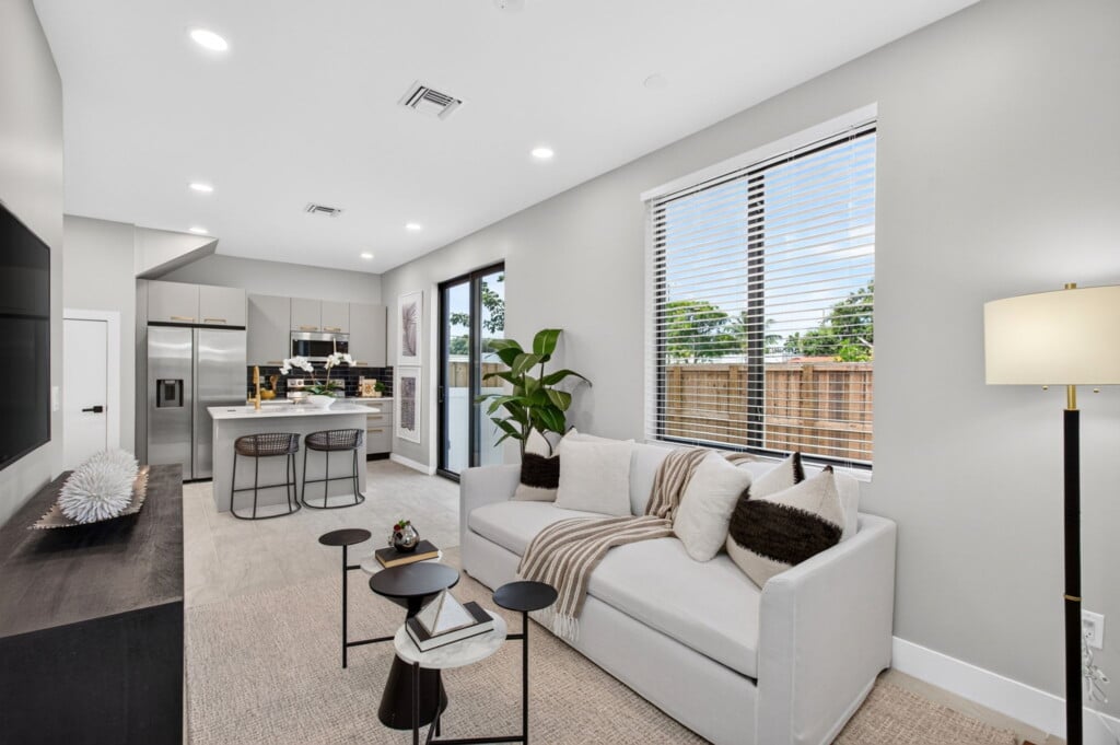 Unit B living room, professionally staged