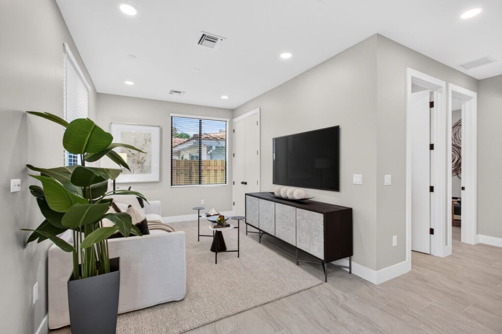 3541 NE 13th Ave, Unit B — living room, staged